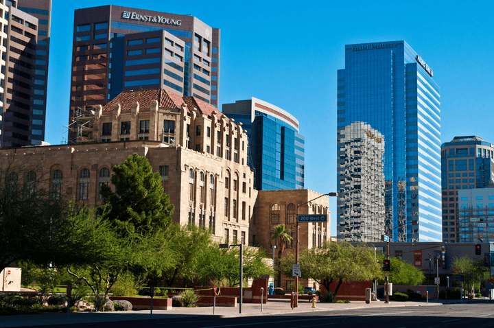 Downtown Phoenix office towers on a clear day